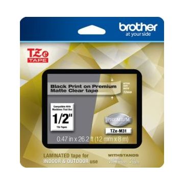 Brother TZe-M31 - Zwarte opdruk op premium mat doorzichtig