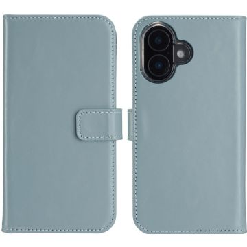 Selencia Echt Lederen Bookcase iPhone 16 Plus - Air Blue