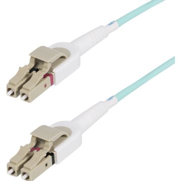 StarTech.com 5m (15ft) LC to LC (UPC) OM4 Switchable Fiber Optic Cable 50125µm, 100G Networks, Toolless Polarity Switching, Low Insertion Loss - LSZH Fiber Patch Cord (450FBLCLC5SW)