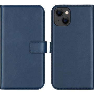 Selencia Echt Lederen Bookcase iPhone 13 - Blauw