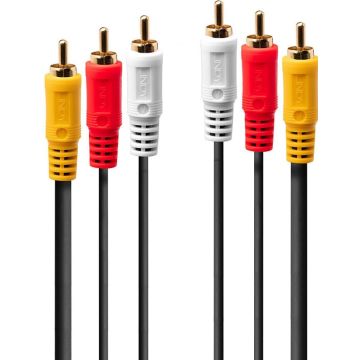 LINDY 1m Premium AV Cable 3xPhono Male To 3xPhono Male