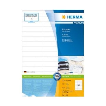 HERMA Etiketten Premium A4 wit 70x16.9 mm 5100 Stuks