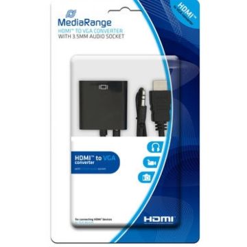 MediaRange HDMI auf VGA Konverter 3.5mm Audio-Anschluss schw