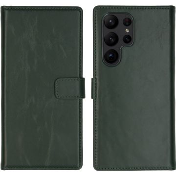 Selencia Echt Lederen Bookcase Samsung Galaxy S23 Ultra - Groen