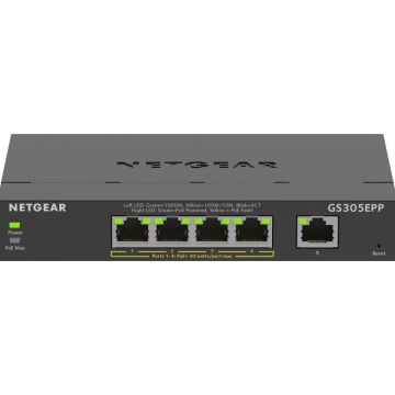 NETGEAR 5-poorts Gigabit Ethernet High-Power PoE+ Plus Switch (GS305EPP) - Switch