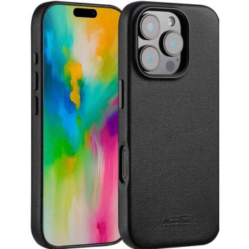 Accezz MagSafe Leather Backcover iPhone 16 Pro - Onyx Black