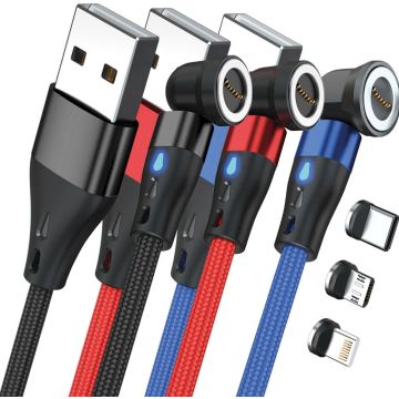 RealPower Magnetic cable 3 Amp Set,1m,3 Kabel met adapters