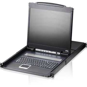 Aten 16-Port PS/2-USB VGA Single Rail LCD KVM Switch-USA-English Keyboard