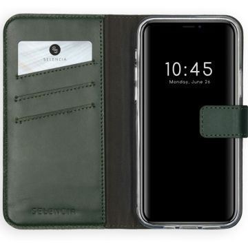 Selencia Echt Lederen Bookcase iPhone 12 (Pro) - Groen