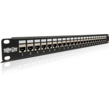 Eaton Tripp Lite Series 24-Port Shielded Cat6 Patch Panel Feed Through Rackmount RJ45 1URM TAA - Patchpaneel