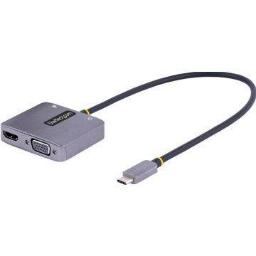 StarTech.com USB C Video Adapter, USB C to HDMI VGA Multiport Adapter w 3.5mm Audio Output, 4K 60Hz, HDR, 100W PD 3.0, USB C Monitor Adapter for Laptop, Thunderbolt 34 Compatible - USB C Display Travel Adapter (122-USBC-HDMI-4K-VGA)