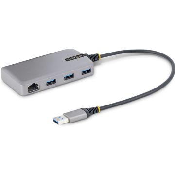 StarTech.com 3-Port USB Hub with Ethernet, 3x USB-A Ports, Gigabit Ethernet RJ45, USB 3.0 5Gbps, Bus-Powered, USB Hub w GbE and 1ft30cm Long Cable, Portable Laptop USB Hub - USB Expansion Hub w Ethernet Adapter (5G3AGBB-USB-A-HUB)