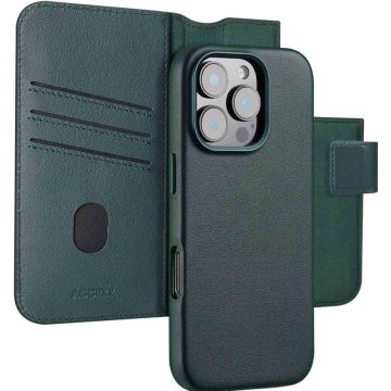 Accezz Leather Bookcase 2-in-1 met MagSafe iPhone 16 Pro - Cedar Green