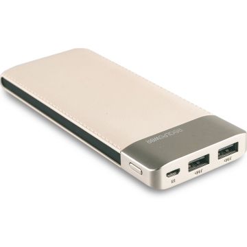 Powerbank RealPower PB-8000 Fashion Champagner (lederoptik)