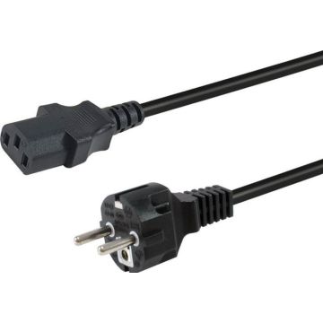 Equip stroomkabel Anschl. C18 -> Schukon. 3.00m 180°gew. zwart