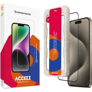 Accezz Gehard Glas Full Cover Screenprotector met applicator iPhone 15 Pro - Transparant