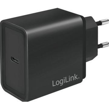 Adap Logilink USB Wall Charger 1 Port black 1x USB-CF, 18W, w/PD
