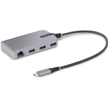 StarTech.com 3‑Port USB‑C Hub met Ethernet ‑ USB‑C hub ‑ 3x USB‑A 3.2 Gen 1 ‑ Gigabit Ethernet RJ45 ‑ Bus‑Powered ‑ 30 cm kabel ‑ Grijs