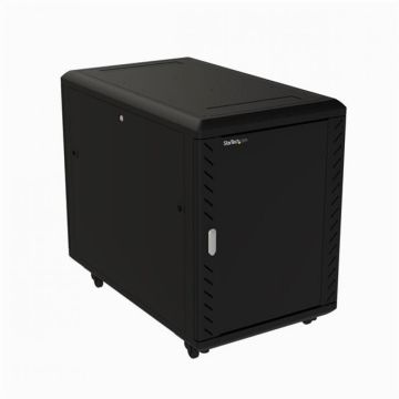StarTech.com 15U 19" Server Rack Cabinet, 4 Post Adjustable Depth (6-32") Locking Knock Down NetworkComputer Equipment Enclosure, Mobile with Glass Door & Casters, HP ProLiant ThinkServer - 15U Knock Down Rack (RK1536BKF)