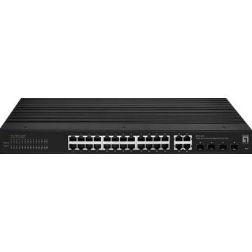 LevelOne Switch 28x GE IGS-2128 4xSFP, 24xRJ45 Ports zwart