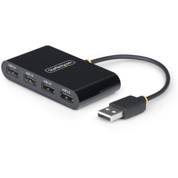 StarTech.com 4-Port USB 2.0 Hub, USB Bus Powered, Small Travel Mini USB Hub, USB 2.0 Splitter, Multi-Port Portable USB Hub, 480Mbps, Overcurrent Protection (OCP) - Hub