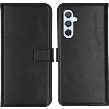 Selencia Echt Lederen Bookcase Samsung Galaxy A54 (5G) - Zwart