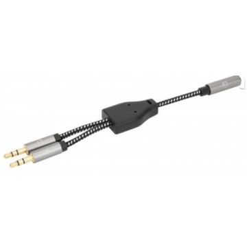 MANHATTAN Headset-Adapterkabel met Aux Y-Audiosplitter 15cm