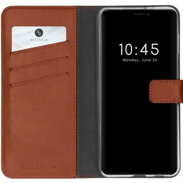 Selencia Echt Lederen Bookcase iPhone 13 - Lichtbruin