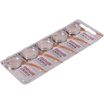 batterij Maxell 3V knoopcel CR2016 90mah 5er Blister