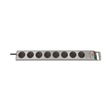 Brennenstuhl, Super-Solid-Line, Stekkerdoos, 8v, Schakelaar, Grijs/Zwart, 2.5m