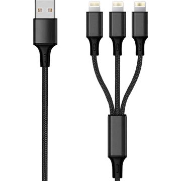 2GO 3 in 1 USB oplaadkabel - zwart