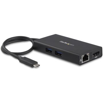 StarTech.com USB-C Multiport Adapter, USB-C Travel Dock met 4K HDMI, 60W Power Delivery Passthrough, GbE, 2pt USB-A 3.0 Hub, USB Type-C Mini Laptop Docking Station, TB3 Compatibel (DKT30CHPD) - Videoadapter