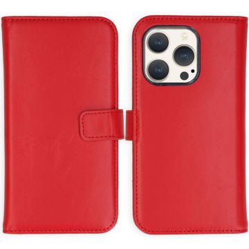 Selencia Echt Lederen Bookcase iPhone 15 Pro - Rood