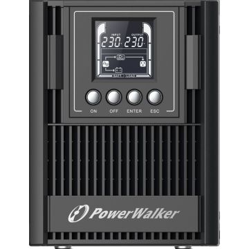 PowerWalker VFI 1000 AT FR - Online UPS - 1000 VA / 900 W - 3 × Type E/F AC‑Stopcontacten - LCD‑Display - USB & RS‑232 - Zwart