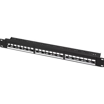 LogiLink Keystone Patchpanel 19"", 24 Module, leer, zwart. 1HE