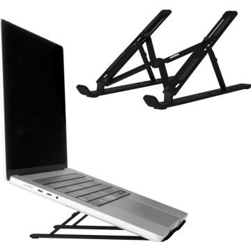 Accezz SH00083644 – Laptopstandaard – Verstelbaar – Aluminium – Antislip – Ventilatie – Universeel – Inklapbaar – Grijs – 11″–17″ laptops