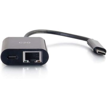 C2G USB C to Ethernet Adapter With Power Delivery - Black