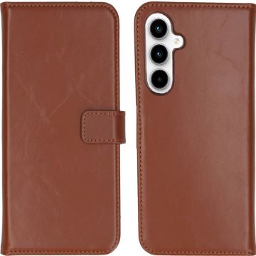 Selencia Echt Lederen Bookcase Samsung Galaxy A35 - Lichtbruin