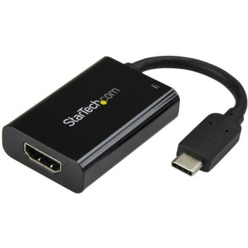 StarTech.com USB C to HDMI 2.0 Adapter with Power Delivery, 4K 60Hz USB Type-C to HDMI DisplayMonitor Video Converter, 60W PD Pass-Through Charging Port, Thunderbolt 3 Compatible, Black - USB-C Display Adapter (CDP2HDUCP)