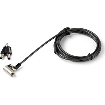 StarTech.com 2m Universeel Laptop Kabelslot met Sleutel - 3-in-1 Security Lock voor apparaten met K-Slot, Nano K-Slot of Noble Wedge Slot