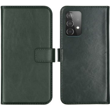 Selencia Echt Lederen Bookcase Samsung Galaxy A52(s) (5G/4G) - Groen