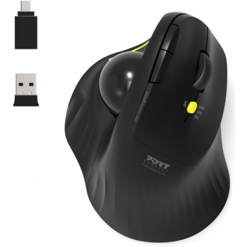 Port Designs Bluetooth wireless & rechargeable ergonomic mouse with trackball - Muis