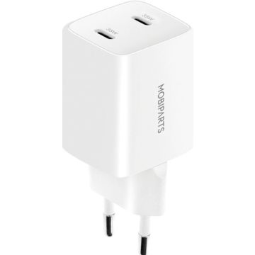 Mobiparts GaN Wall Charger Dual USB-C 35W White - Batterijoplader