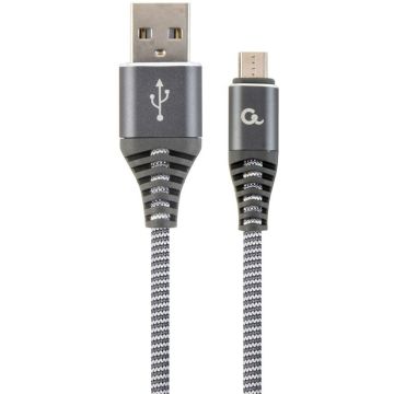 gembird Baumwoll Micro-USB-oplaadkabel, 1m, zwart/weiß