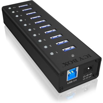 ICY BOX IB-AC6110, USB 3.2 Gen 1 (3.1 Gen 1) Type-B, USB 3.2 Gen 1 (3.1 Gen 1) Type-A, 5000 Mbit/s, Zwart, Aluminium, China