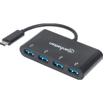 Manhattan USB 3.1 Gen1 TypeC-Hub 4 USB A-Ports Strom meer dan USB