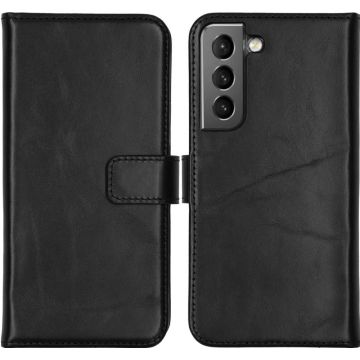 Selencia Echt Lederen Bookcase Samsung Galaxy S22 - Zwart