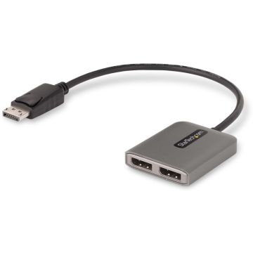StarTech.com 2-Port DisplayPort MST Hub, Dual 4K 60Hz, DP to 2x DisplayPort Monitor Adapter, DP 1.4 Multi-Monitor Video Adapter w 1ft Built-in Cable, USB Powered, Windows Only - Multi Stream Transport Hub (MST14DP122DP)