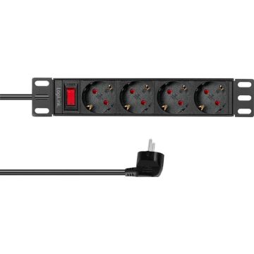 LogiLink Steckdosenleiste 4-fach mit Schalter,10""(1HE),2m