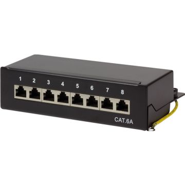 Patchpanel LogiLink Cat.6A Tisch/Wand 8-port, zwart